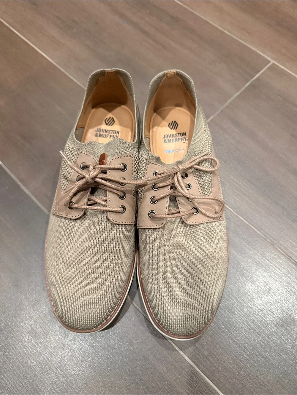Johnston & Murphy Boys Knit Lace-Up Oxfords in Taupe